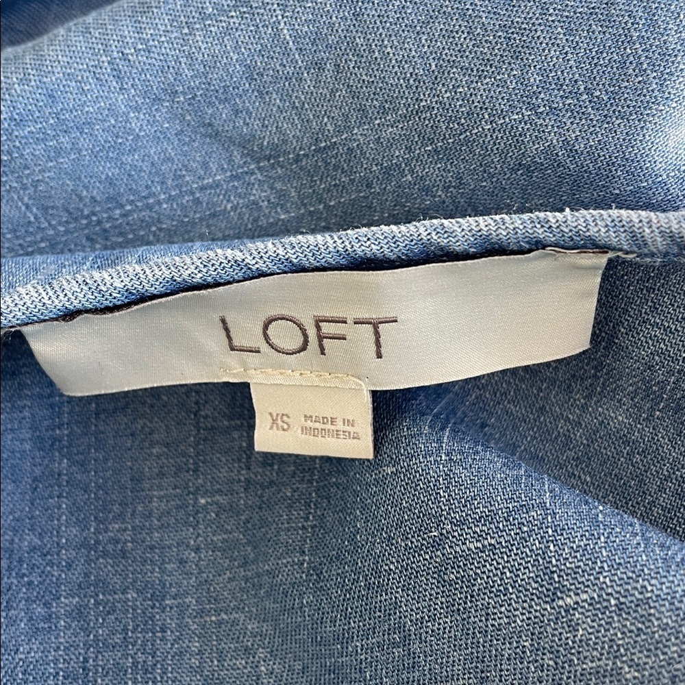LOFT Light Blue Denim Ruffle Dress - Picture 5 of 6